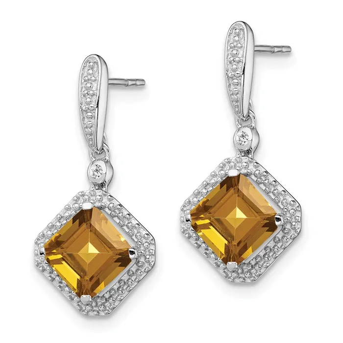 Earrings Goldia Sterling Silver Rhodiumplated Dia u0026 Whiskey Quartz Post Dangle Earrings