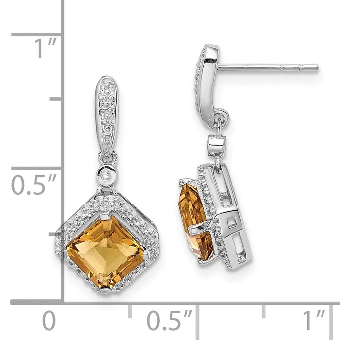 Earrings Goldia Sterling Silver Rhodiumplated Dia u0026 Whiskey Quartz Post Dangle Earrings