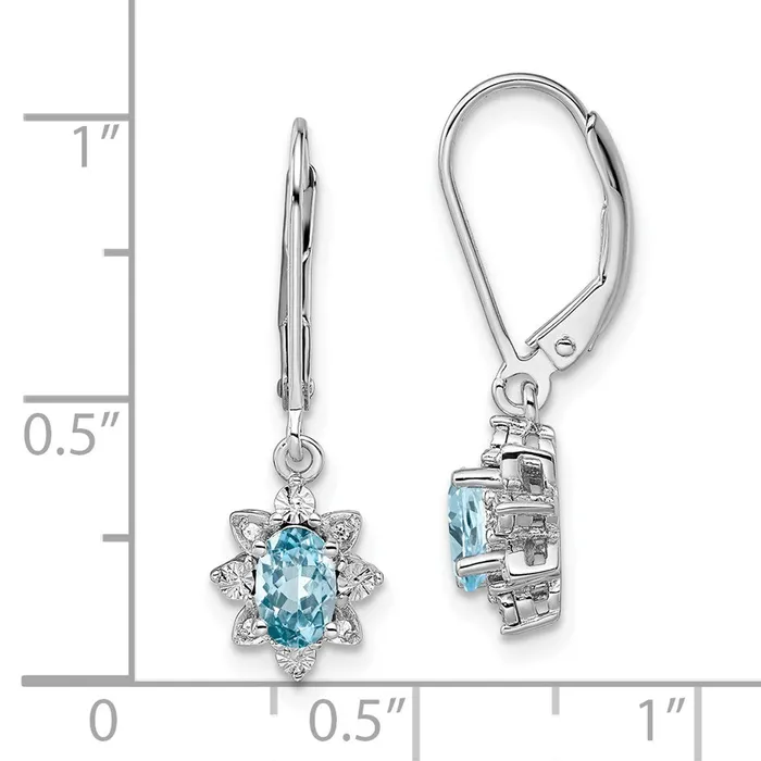 Earrings Goldia Sterling Silver Rhodiumplated Diamond u0026 Light Blue Topaz Earrings