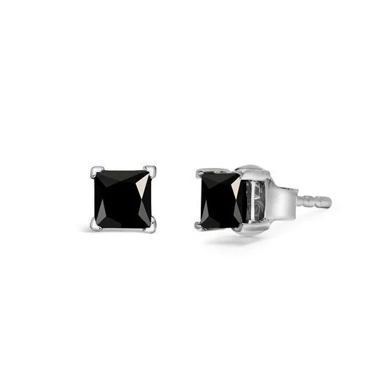 Earrings JMS always Original 14K White Gold 12 Cttw PrincessCut Treated Black Diamond Classic 4Prong Stud Earrings with Push Backs Fancy ColorEnhanced Earrings JMS always Original 14K White Gold 12 Cttw PrincessCut Treated Black Diamond Classic 4Prong Stud Earrings with Push Backs Fancy ColorEnhanced