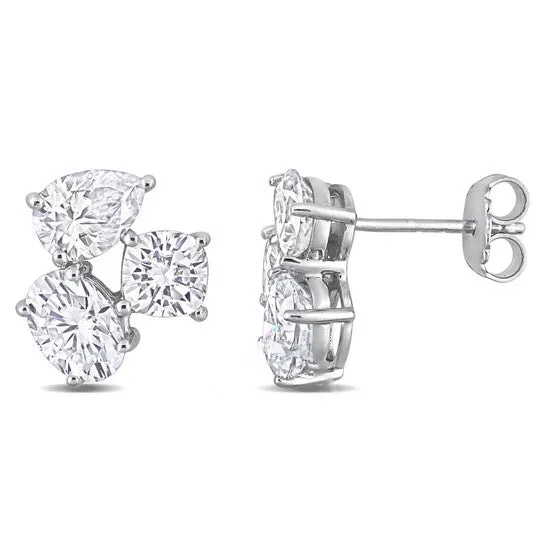 Earrings JMS always Original AMOUR 4 45 CT DEW Created Moissanite Threestone Earrings In Sterling Silver Earrings JMS always Original AMOUR 4 45 CT DEW Created Moissanite Threestone Earrings In Sterling Silver