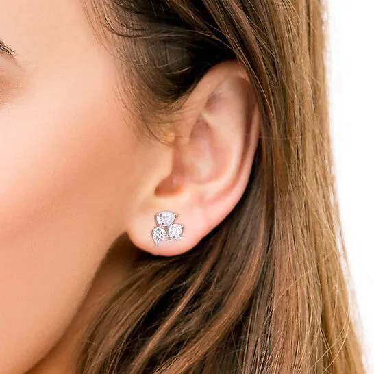 Earrings JMS always Original AMOUR 4 45 CT DEW Created Moissanite Threestone Earrings In Sterling Silver Earrings JMS always Original AMOUR 4 45 CT DEW Created Moissanite Threestone Earrings In Sterling Silver