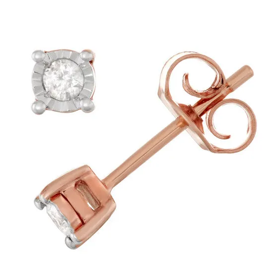 Earrings JMS always Original Diamond Muse 010 cttw Rose Gold Over Sterling Silver Diamond Stud Earrings for Women