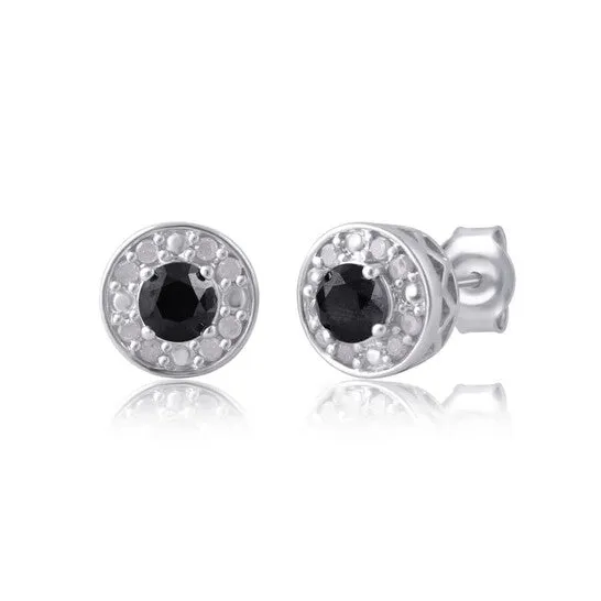 Earrings JMS always Original DiamondMuse 100 Carat TW Round Black and White Diamond Sterling Silver Cluster Stud Earrings Earrings JMS always Original DiamondMuse 100 Carat TW Round Black and White Diamond Sterling Silver Cluster Stud Earrings