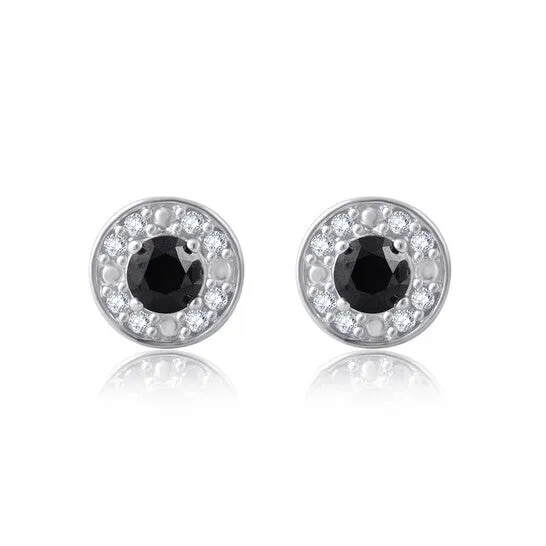 Earrings JMS always Original DiamondMuse 100 Carat TW Round Black and White Diamond Sterling Silver Cluster Stud Earrings Earrings JMS always Original DiamondMuse 100 Carat TW Round Black and White Diamond Sterling Silver Cluster Stud Earrings