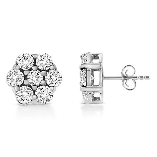 Earrings JMS always Original Haus of Brilliance 925 Sterling Silver 10 Cttw Lab Grown Brilliant Round Cut Diamond Floral Cluster Stud Earrings GH Color VS2SI1 Clarity Earrings JMS always Original Haus of Brilliance 925 Sterling Silver 10 Cttw Lab Grown Brilliant Round Cut Diamond Floral Cluster Stud Earrings GH Color VS2SI1 Clarity