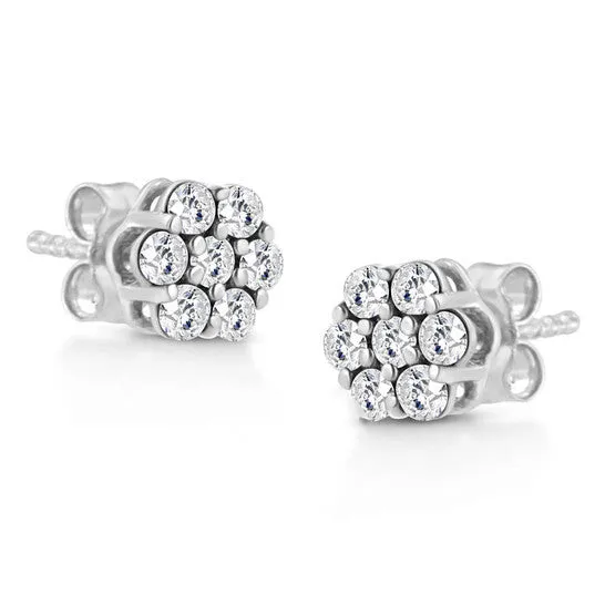 Earrings JMS always Original Haus of Brilliance 925 Sterling Silver 10 Cttw Lab Grown Brilliant Round Cut Diamond Floral Cluster Stud Earrings GH Color VS2SI1 Clarity Earrings JMS always Original Haus of Brilliance 925 Sterling Silver 10 Cttw Lab Grown Brilliant Round Cut Diamond Floral Cluster Stud Earrings GH Color VS2SI1 Clarity