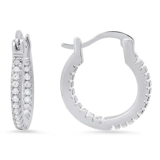 Earrings JMS always Original Kylie Harper Sterling Silver Cubic Zirconia CZ Inside Out 18mm Hoop Earrings