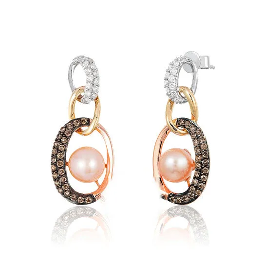 Earrings JMS always Original Le Vian Chocolatier Earrings Strawberry Pearls Vanilla Diamonds Chocolate Diamonds set in 14K Tri Color Gold 59684 Earrings JMS always Original Le Vian Chocolatier Earrings Strawberry Pearls Vanilla Diamonds Chocolate Diamonds set in 14K Tri Color Gold 59684