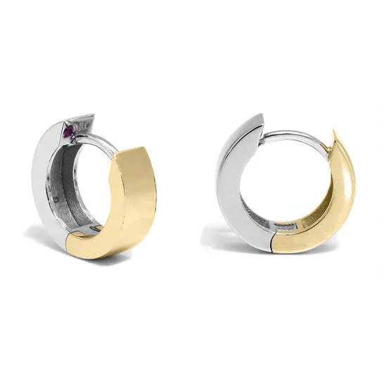 Earrings JMS always Original Roberto Coin 18k Yellow And White Gold Oro Classic Hoop Earrings Earrings JMS always Original Roberto Coin 18k Yellow And White Gold Oro Classic Hoop Earrings