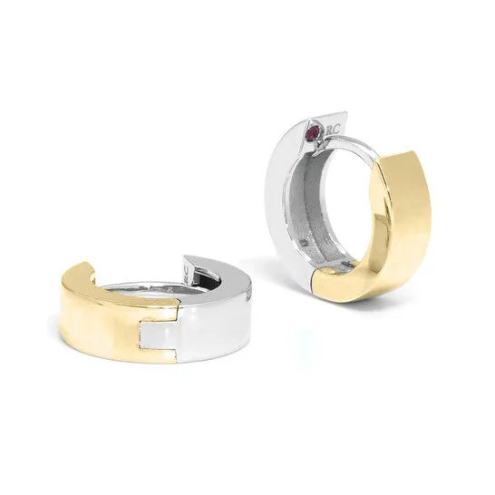 Earrings JMS always Original Roberto Coin 18k Yellow And White Gold Oro Classic Hoop Earrings Earrings JMS always Original Roberto Coin 18k Yellow And White Gold Oro Classic Hoop Earrings