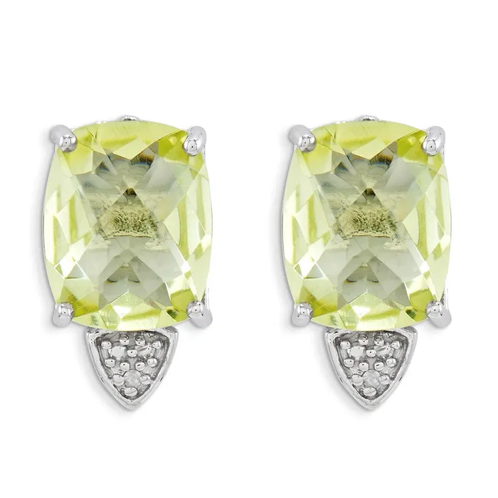 Earrings Sterling Silver Lemon Quartz and Diamond Earrings Goldia