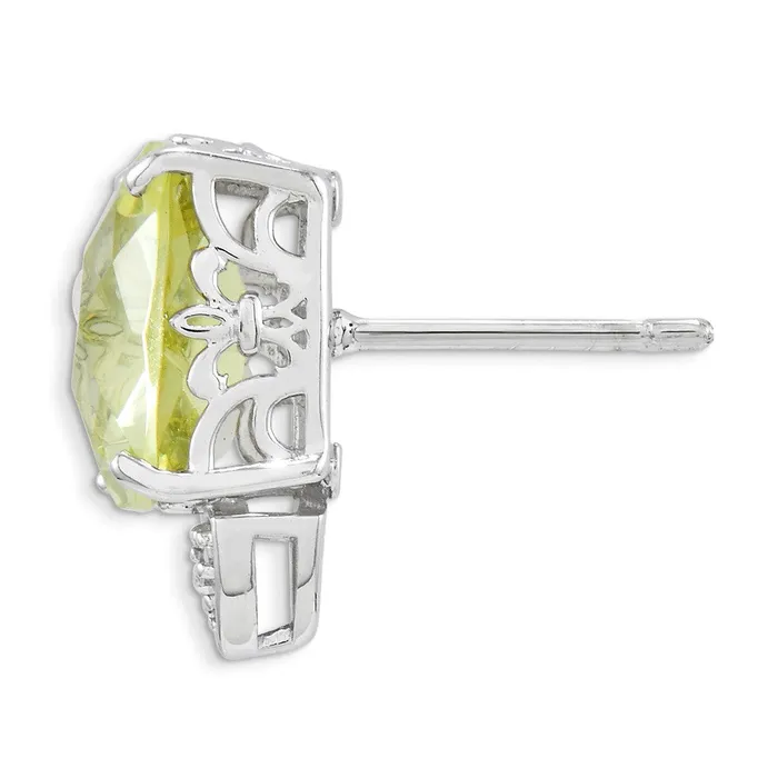 Earrings Sterling Silver Lemon Quartz and Diamond Earrings Goldia