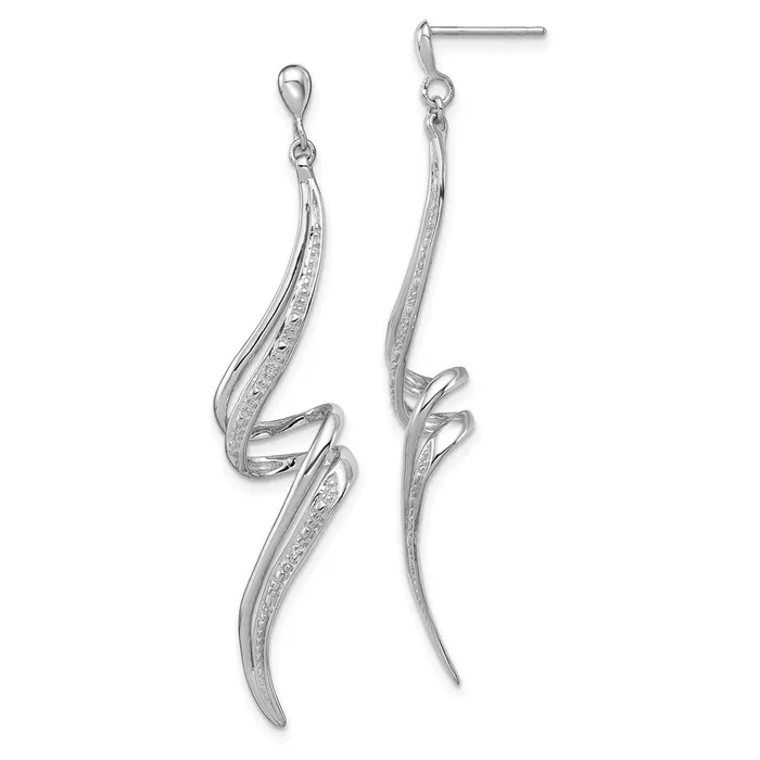 Earrings Sterling Silver Rhodium Plated Diamond Swirl Post Dangle Earrings Goldia Earrings Sterling Silver Rhodium Plated Diamond Swirl Post Dangle Earrings Goldia