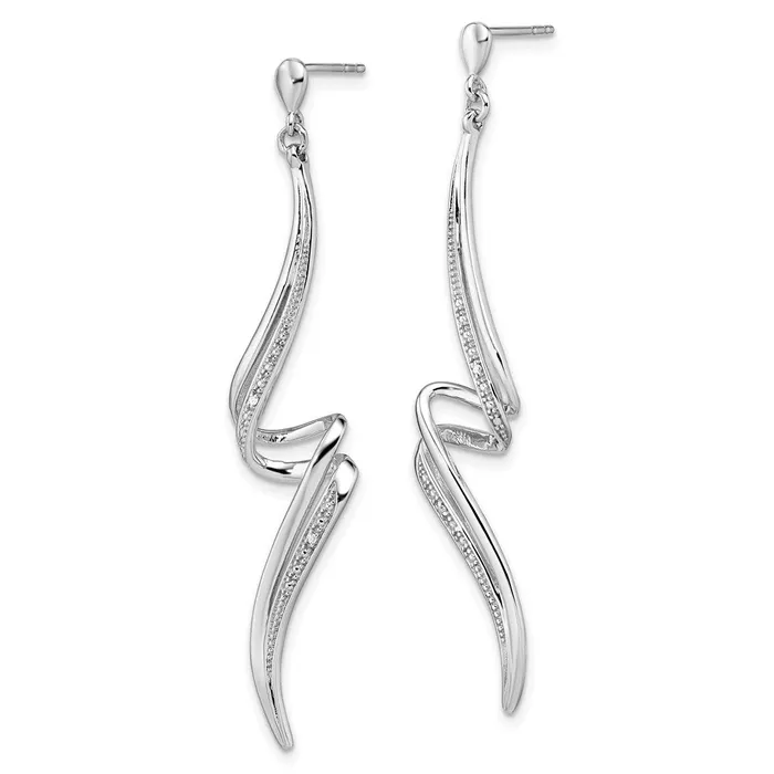 Earrings Sterling Silver Rhodium Plated Diamond Swirl Post Dangle Earrings Goldia