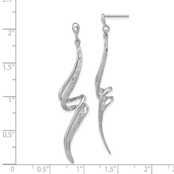 Earrings Sterling Silver Rhodium Plated Diamond Swirl Post Dangle Earrings Goldia