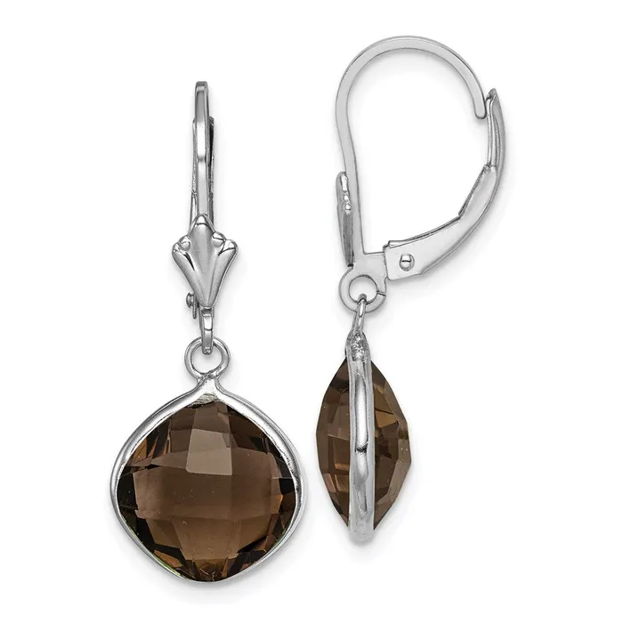 Earrings Sterling Silver Rhodiumplated Smoky Quartz Dangle Lever Back Earrings Goldia Earrings Sterling Silver Rhodiumplated Smoky Quartz Dangle Lever Back Earrings Goldia
