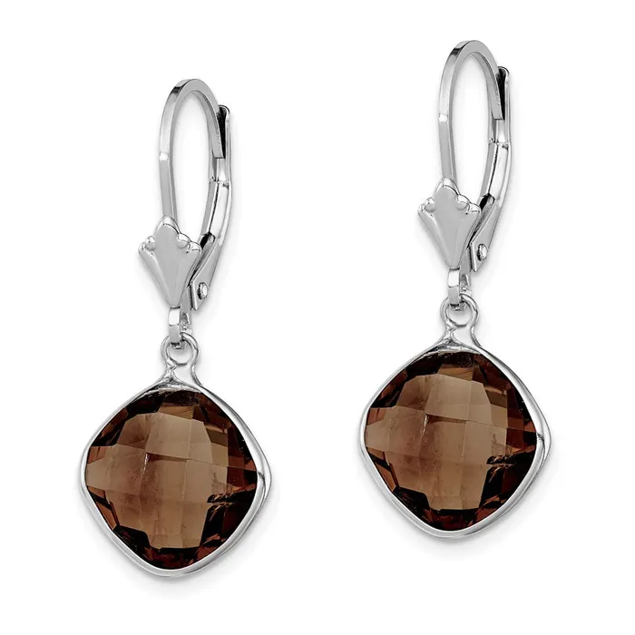 Earrings Sterling Silver Rhodiumplated Smoky Quartz Dangle Lever Back Earrings Goldia