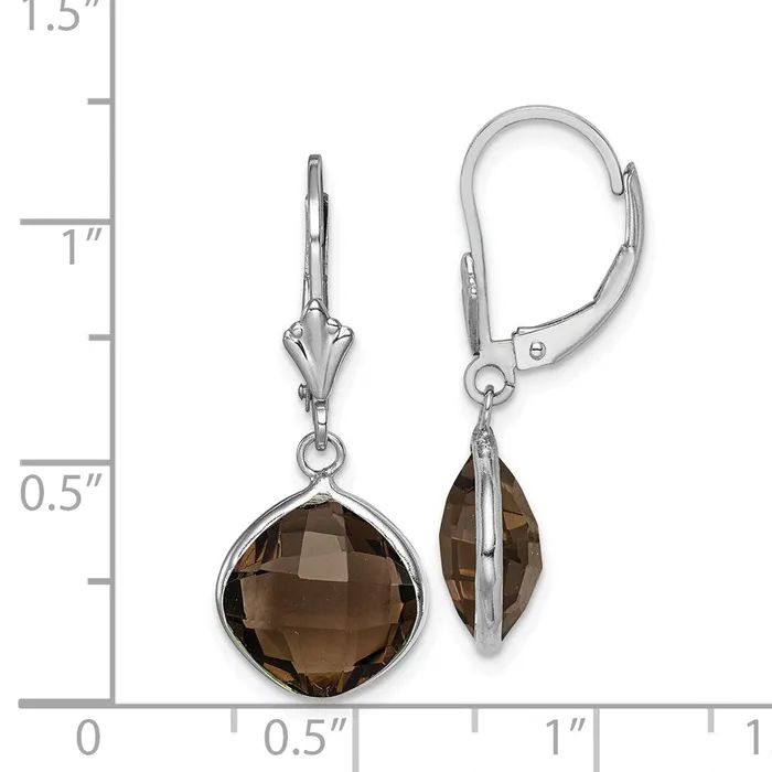 Earrings Sterling Silver Rhodiumplated Smoky Quartz Dangle Lever Back Earrings Goldia