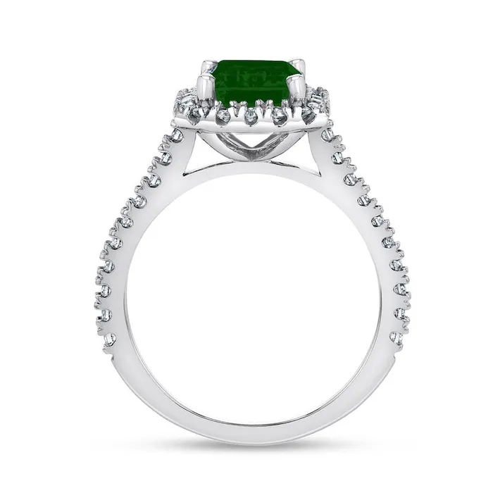 EmeraldCut Emerald and 050 CT TW Natural Diamond Frame Ring in Solid 14K White Gold Goldia Rings EmeraldCut Emerald and 050 CT TW Natural Diamond Frame Ring in Solid 14K White Gold Goldia Rings