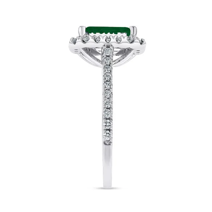 EmeraldCut Emerald and 050 CT TW Natural Diamond Frame Ring in Solid 14K White Gold Goldia Rings EmeraldCut Emerald and 050 CT TW Natural Diamond Frame Ring in Solid 14K White Gold Goldia Rings