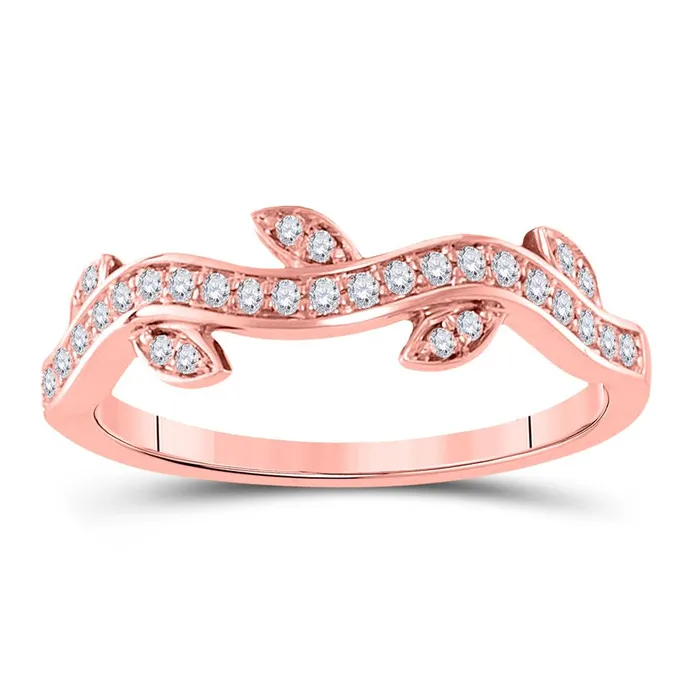 gndatlanta 10k Rose Gold Round Diamond Vine Stackable Band Ring 16 Cttw Rings gndatlanta 10k Rose Gold Round Diamond Vine Stackable Band Ring 16 Cttw Rings