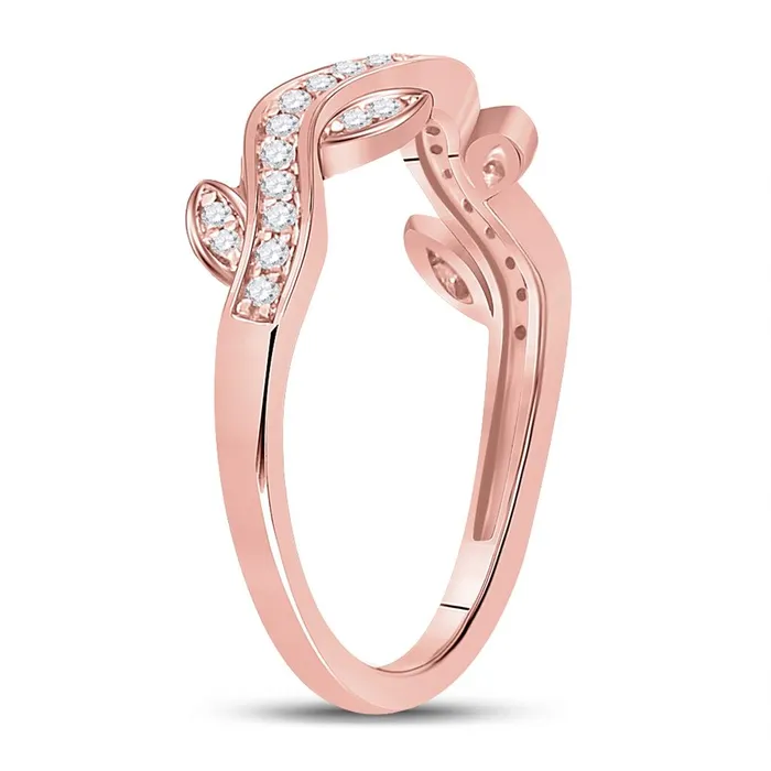 gndatlanta 10k Rose Gold Round Diamond Vine Stackable Band Ring 16 Cttw Rings