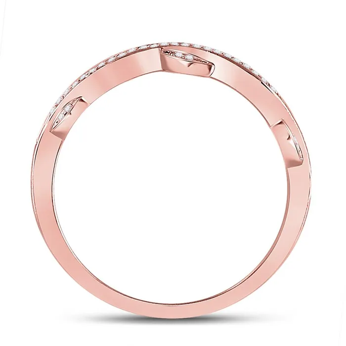gndatlanta 10k Rose Gold Round Diamond Vine Stackable Band Ring 16 Cttw Rings