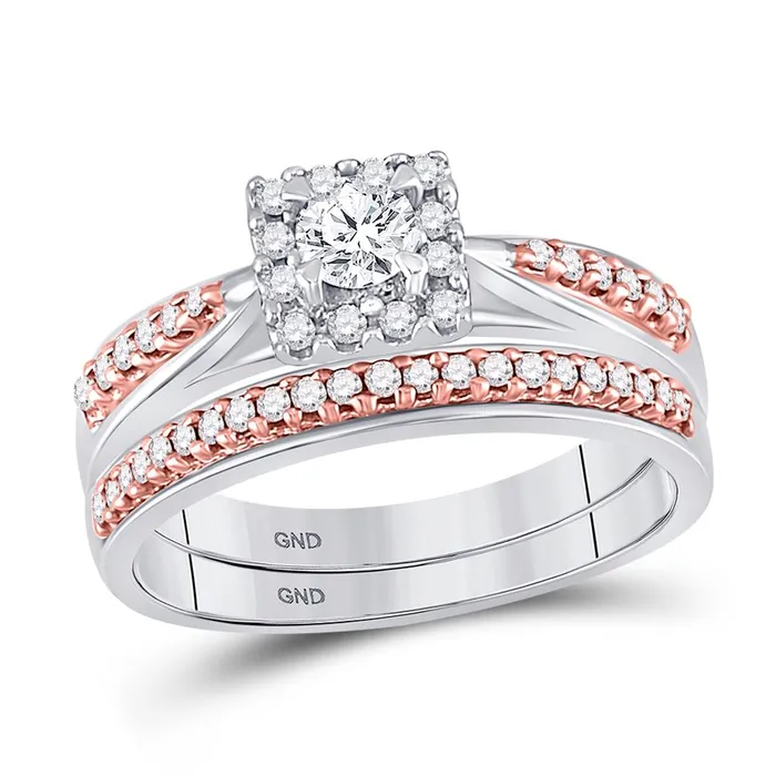 gndatlanta 10k Twotone Gold Round Diamond Bridal Wedding Ring Set 12 Cttw Rings gndatlanta 10k Twotone Gold Round Diamond Bridal Wedding Ring Set 12 Cttw Rings