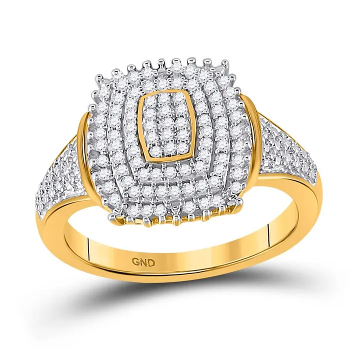 gndatlanta 10k Yellow Gold Round Diamond Rectangle Cluster Ring 14 Cttw Rings gndatlanta 10k Yellow Gold Round Diamond Rectangle Cluster Ring 14 Cttw Rings