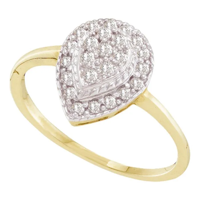 gndatlanta 10k Yellow Gold Round Diamond Teardrop Cluster Ring 14 Cttw Rings gndatlanta 10k Yellow Gold Round Diamond Teardrop Cluster Ring 14 Cttw Rings