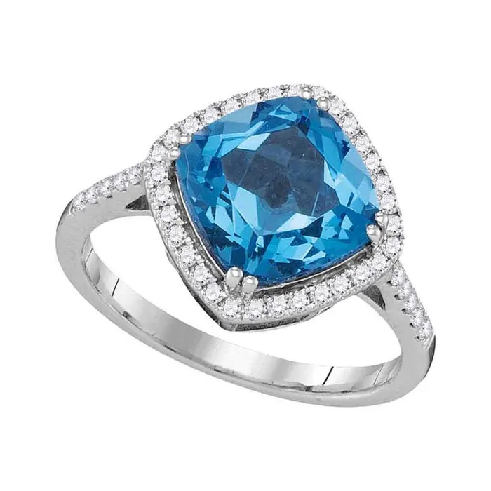 gndatlanta 14k White Gold Cushion Blue Topaz Solitaire Diamond Halo Ring 378 Cttw Rings gndatlanta 14k White Gold Cushion Blue Topaz Solitaire Diamond Halo Ring 378 Cttw Rings
