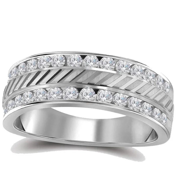 gndatlanta 14k White Gold MachineSet Round Diamond Wedding Band Ring 12 Cttw Rings gndatlanta 14k White Gold MachineSet Round Diamond Wedding Band Ring 12 Cttw Rings