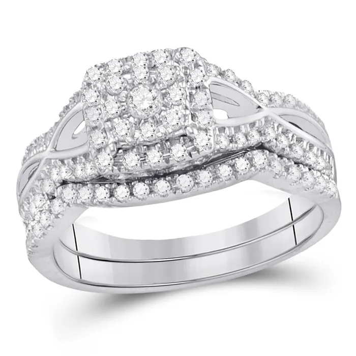 gndatlanta 14k White Gold Round Diamond Bridal Wedding Ring Set 12 Cttw Rings gndatlanta 14k White Gold Round Diamond Bridal Wedding Ring Set 12 Cttw Rings