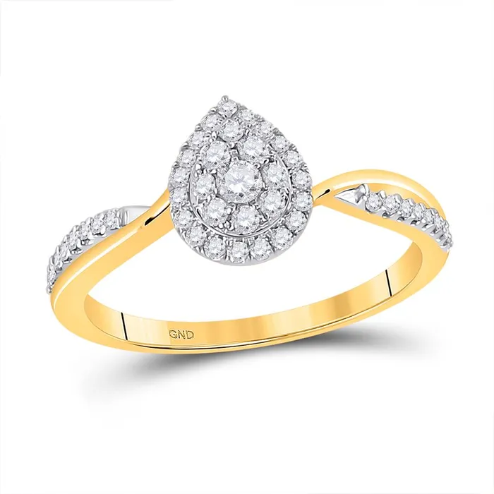 gndatlanta 14k Yellow Gold Round Diamond Teardrop Cluster Ring 13 Cttw Rings gndatlanta 14k Yellow Gold Round Diamond Teardrop Cluster Ring 13 Cttw Rings