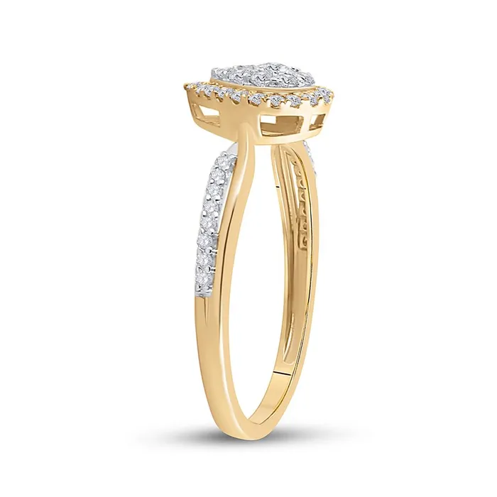 gndatlanta 14k Yellow Gold Round Diamond Teardrop Cluster Ring 13 Cttw Rings