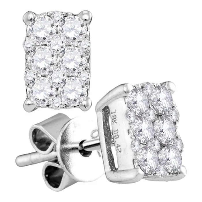gndatlanta 18k White Gold Round Diamond Emerald Cluster Earrings 38 Cttw Earrings gndatlanta 18k White Gold Round Diamond Emerald Cluster Earrings 38 Cttw Earrings