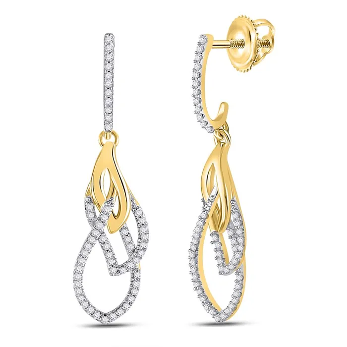 gndatlanta Earrings 10k Yellow Gold Round Diamond Dangle Earrings 14 Cttw gndatlanta Earrings 10k Yellow Gold Round Diamond Dangle Earrings 14 Cttw