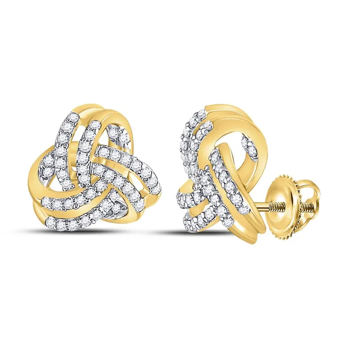gndatlanta Earrings 10k Yellow Gold Round Diamond Triquetra Trinity Fashion Earrings 13 Cttw