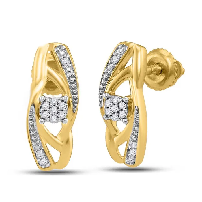 gndatlanta Earrings 10k Yellow Gold Round Diamond Vertical Flower Cluster Earrings 120 Cttw gndatlanta Earrings 10k Yellow Gold Round Diamond Vertical Flower Cluster Earrings 120 Cttw