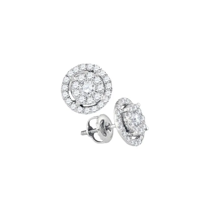 gndatlanta Earrings 14k White Gold Round Diamond Concentric Cluster Earrings 34 Cttw gndatlanta Earrings 14k White Gold Round Diamond Concentric Cluster Earrings 34 Cttw