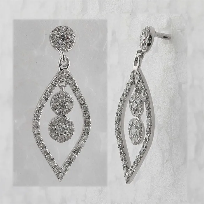 gndatlanta Earrings 14k White Gold Round Diamond Dangle Earrings 12 Cttw