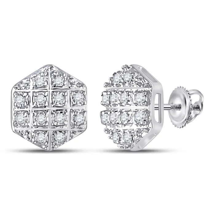 gndatlanta Earrings 14k White Gold Round Diamond Hexagon Stud Earrings 110 Cttw gndatlanta Earrings 14k White Gold Round Diamond Hexagon Stud Earrings 110 Cttw