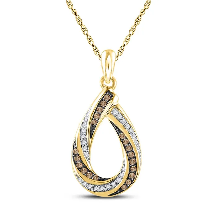 gndatlanta Necklaces 10k Yellow Gold Brown Diamond Teardrop Stripe Pendant 14 Cttw gndatlanta Necklaces 10k Yellow Gold Brown Diamond Teardrop Stripe Pendant 14 Cttw