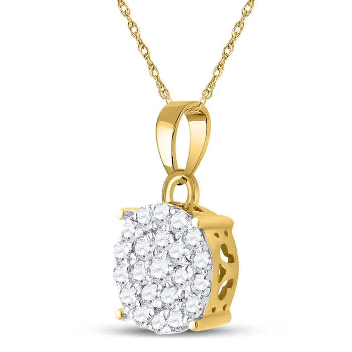 gndatlanta Necklaces 10k Yellow Gold Round Diamond Cluster Pendant 34 Cttw gndatlanta Necklaces 10k Yellow Gold Round Diamond Cluster Pendant 34 Cttw
