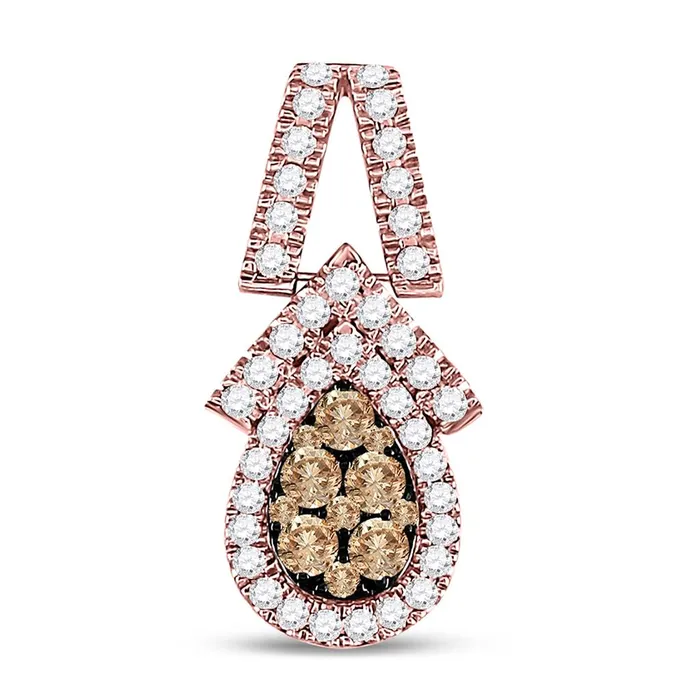 gndatlanta Necklaces 14k Rose Gold Round Brown Diamond Teardrop Pendant 78 Cttw gndatlanta Necklaces 14k Rose Gold Round Brown Diamond Teardrop Pendant 78 Cttw