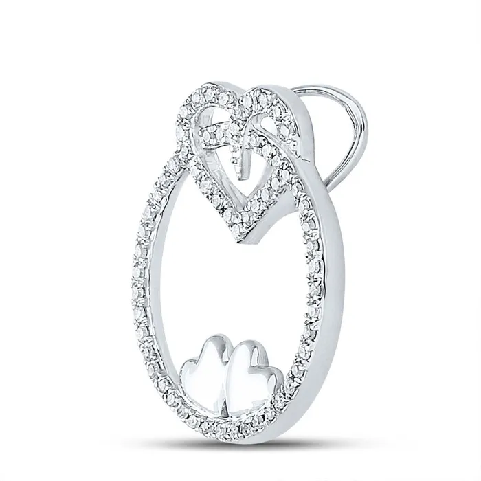 gndatlanta Necklaces 14k White Gold Round Diamond Circle Heart Pendant 15 Cttw gndatlanta Necklaces 14k White Gold Round Diamond Circle Heart Pendant 15 Cttw