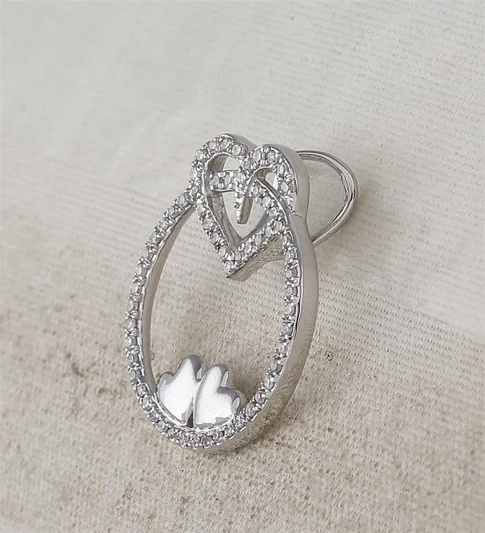 gndatlanta Necklaces 14k White Gold Round Diamond Circle Heart Pendant 15 Cttw