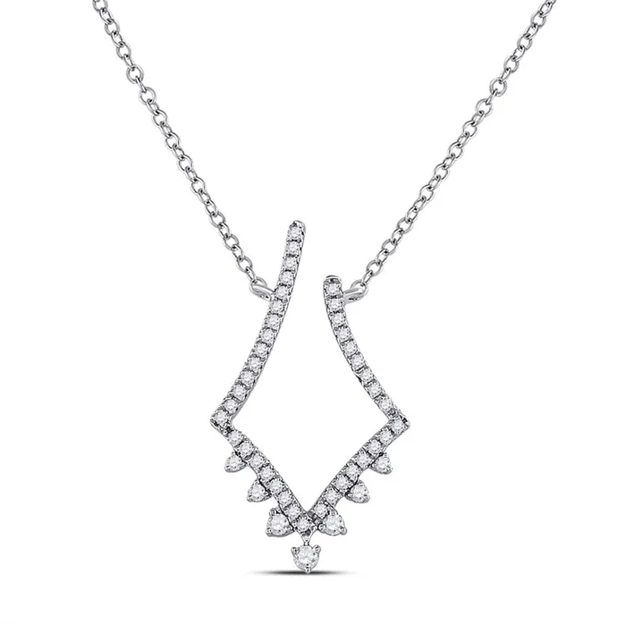 gndatlanta Necklaces 14k White Gold Round Diamond ModernV Fashion Necklace 14 Cttw