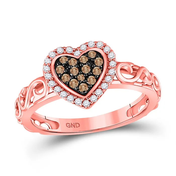 gndatlanta Rings 14CTDiamond NATURAL BROWN HEART RING S6